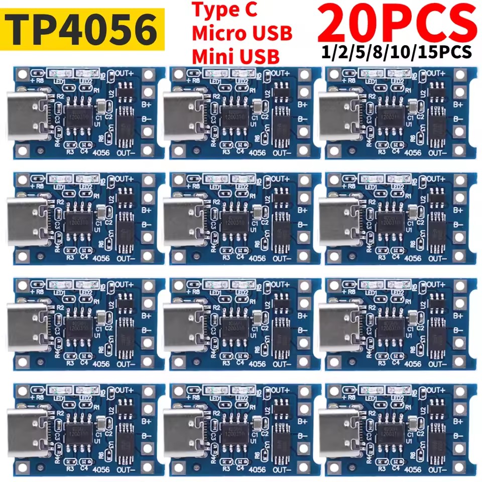 Tp4056 Module - 1-20 Buah Tipe-c/Mikro/Mini USB 5V 1A