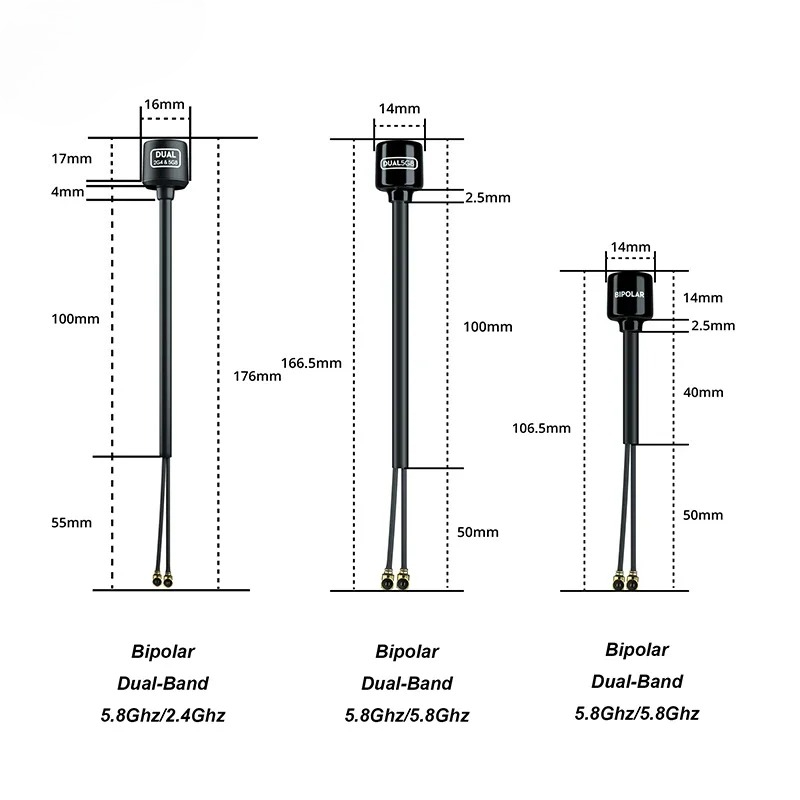 Antenna 2.4Ghz - Antena Flywoo Bipolar Dual-Band 5.8Ghz/2.4Ghz UFL